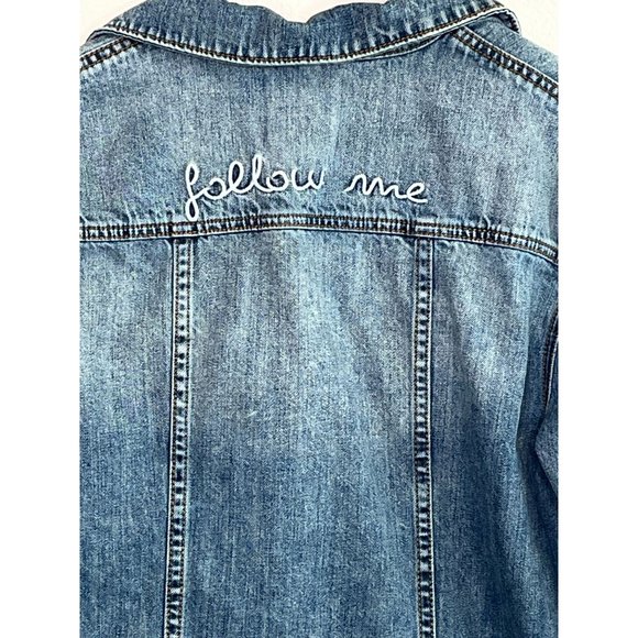 Avec Les Filles "Follow Me" Denim Jean Jacket SZ Large - Picture 6 of 12